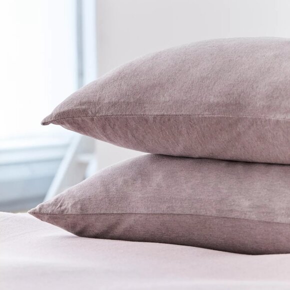 New UO T-Shirt Jersey Pillowcase Set of 2 in Dusty Rose/Lilac Heathered Knit - Picture 2 of 6